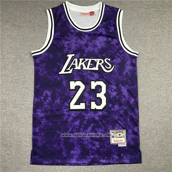Camiseta Los Angeles Laker Lebron James #23 Galaxy Violeta